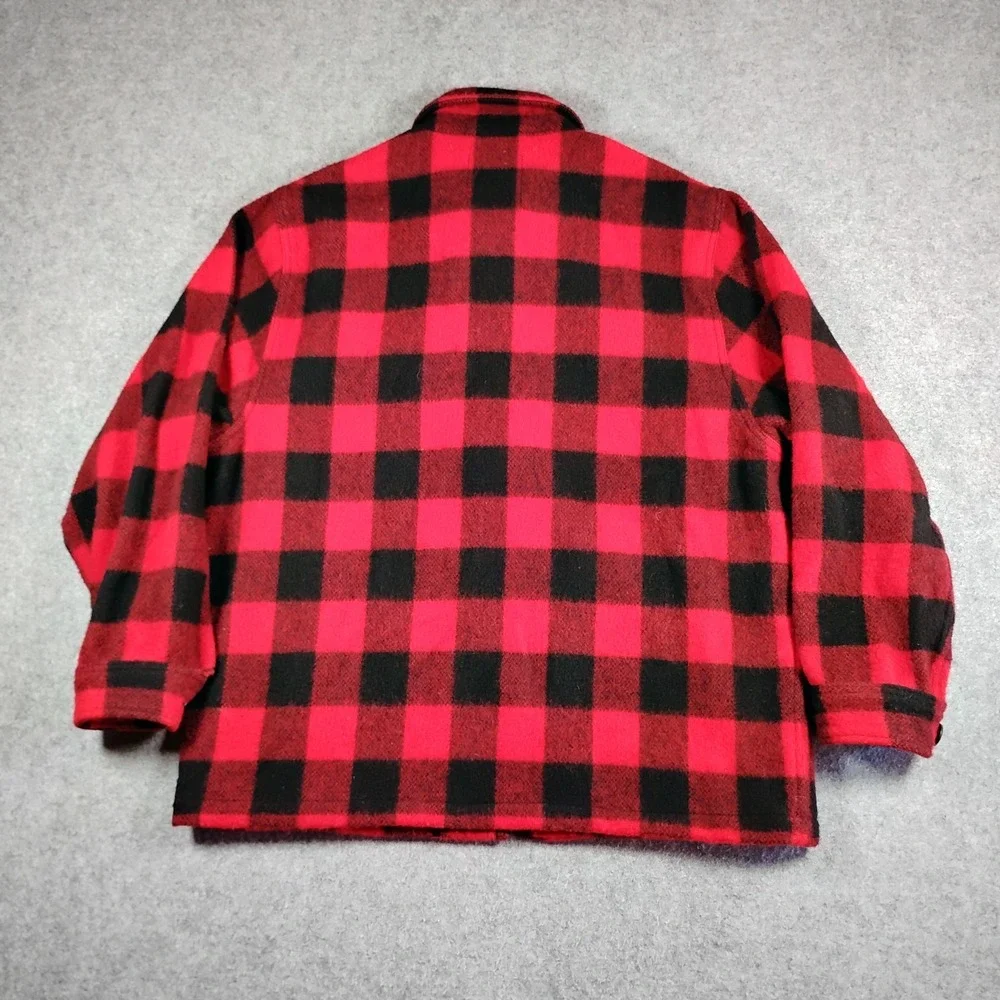 Vintage Banana Republic Adventure Outfitters Men Red Buffalo Plaid Wool Jacket M - Picture 8 of 9